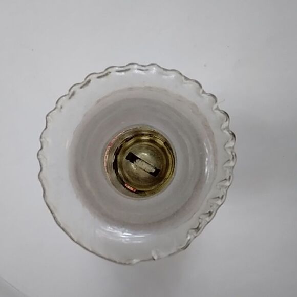 Vintage Red White Gold Oil Glass Lamp - Picture 6 of 9